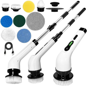 9 in 1 Electric Spin Cleaning Brush | Rechargeable Scrubber for Bathroom, Kitchen & Floor