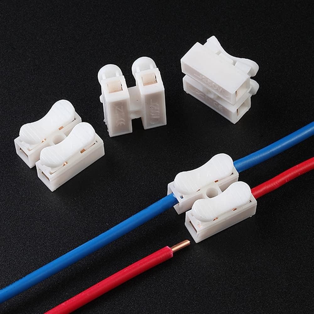 2 Pin Wire Connector Clip | Easy Electrical Cable Joint Terminal Block for Home Wiring (100 Pcs)
