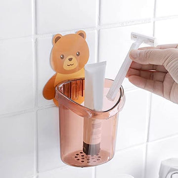 Toothbrush Holder with Cup (Pack of 2) – Wall Mounted Bathroom Organizer