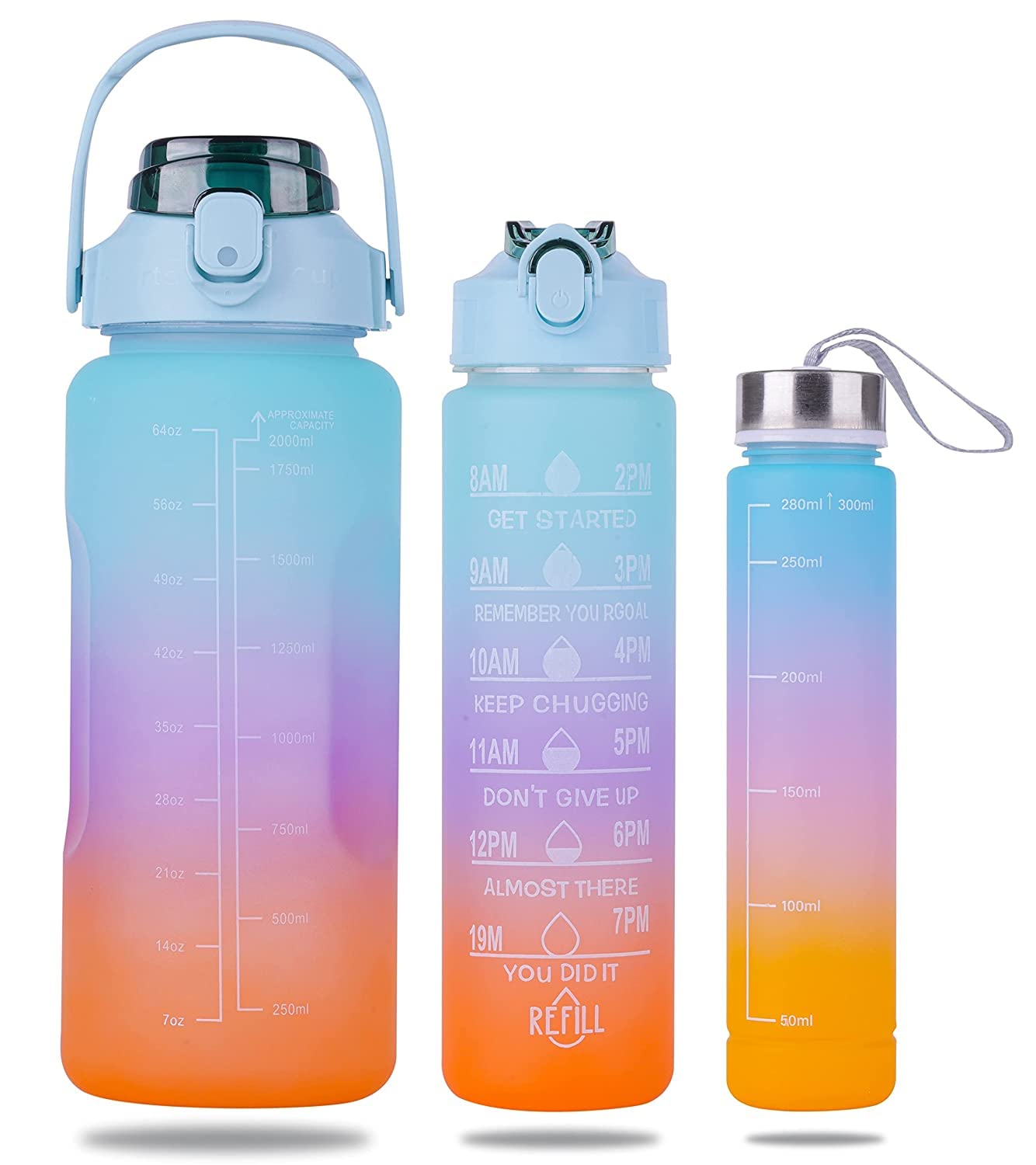 3-in-1 Motivational Water Bottle Set