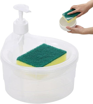 Soap Dispenser with Sponge Holder – 2-in-1 Liquid Soap Pump