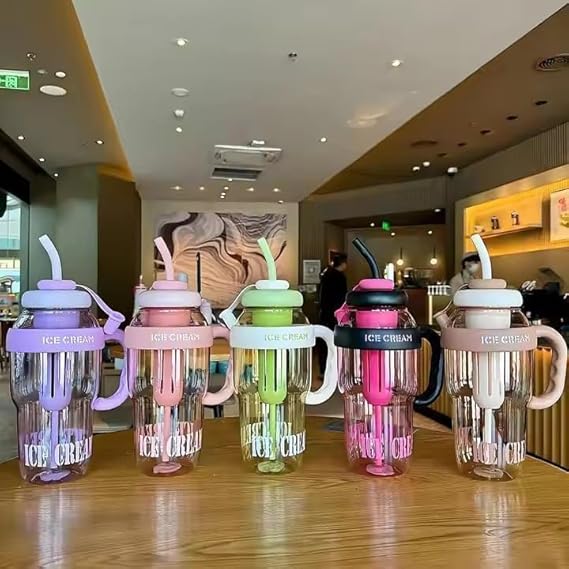 Ice Cream Bottle Mug with Straw