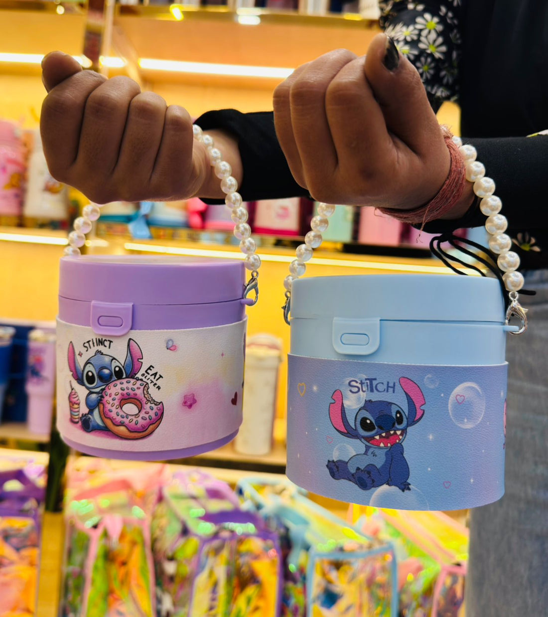 Cute Cartoon Storage Bucket Bag with Pearl Handle