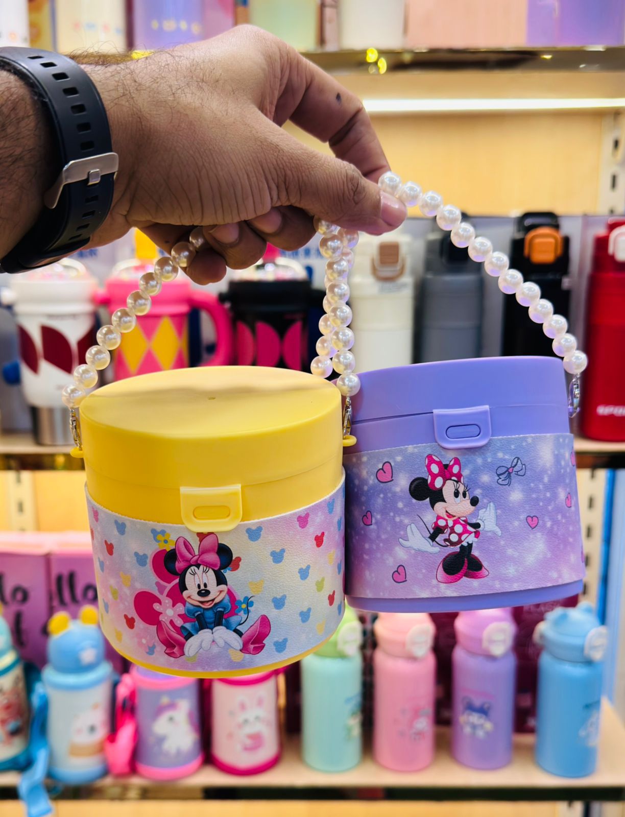 Cute Cartoon Storage Bucket Bag with Pearl Handle