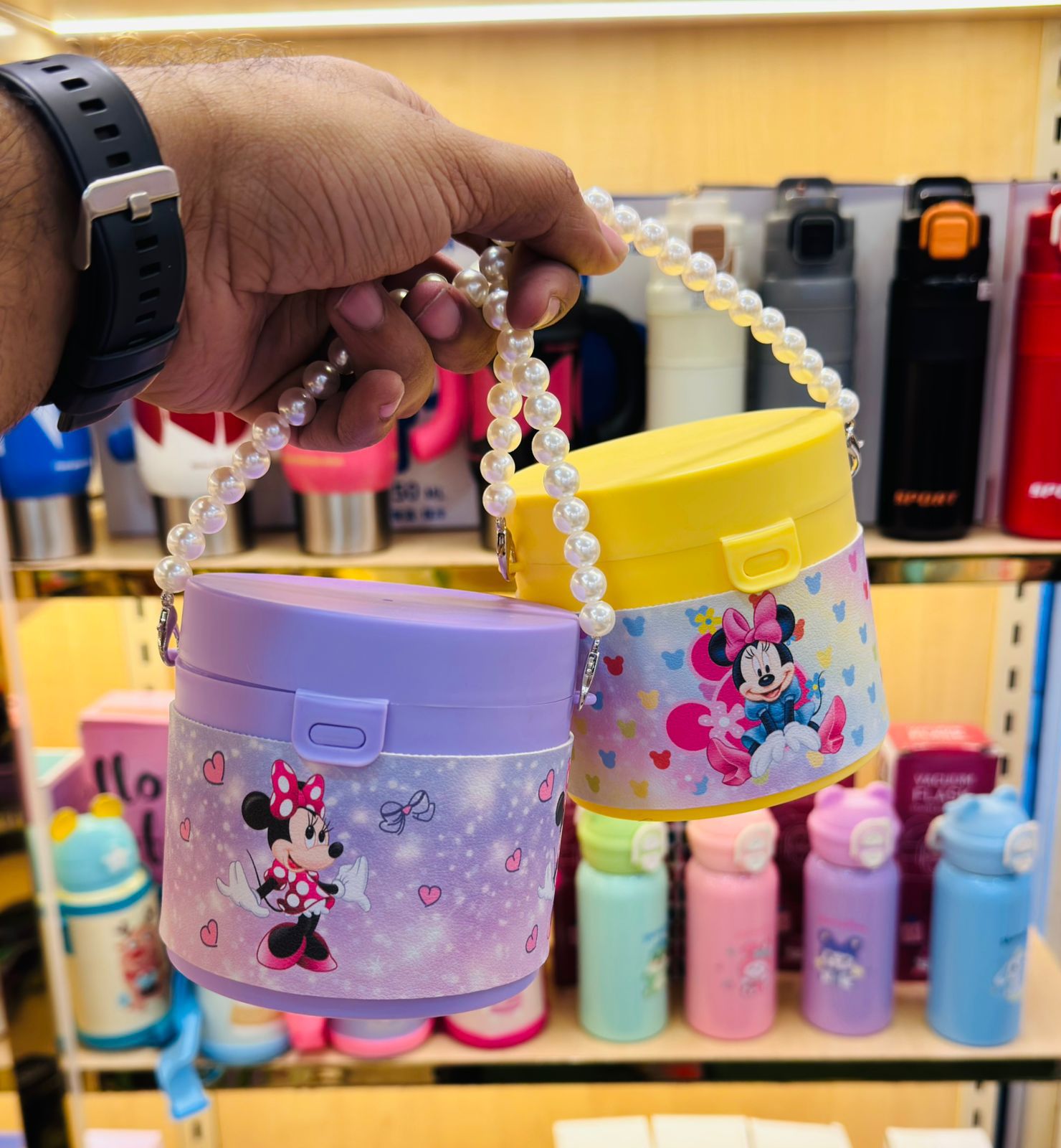 Cute Cartoon Storage Bucket Bag with Pearl Handle