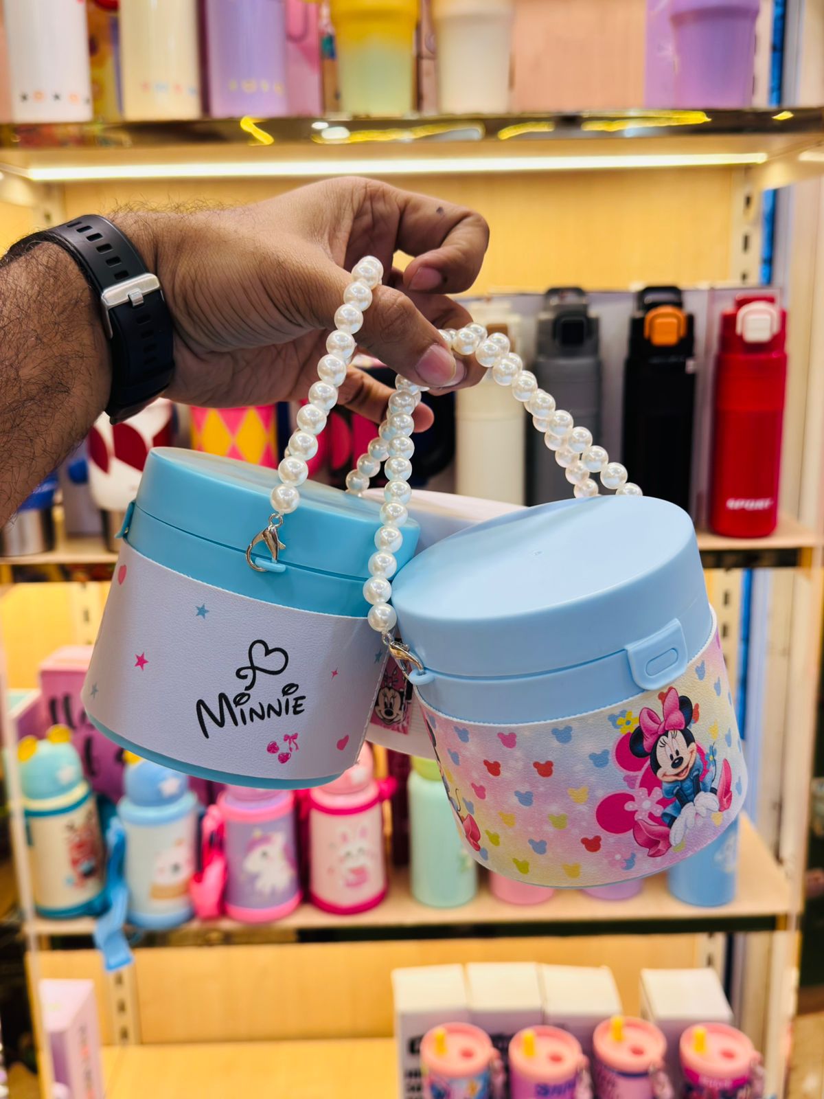Cute Cartoon Storage Bucket Bag with Pearl Handle