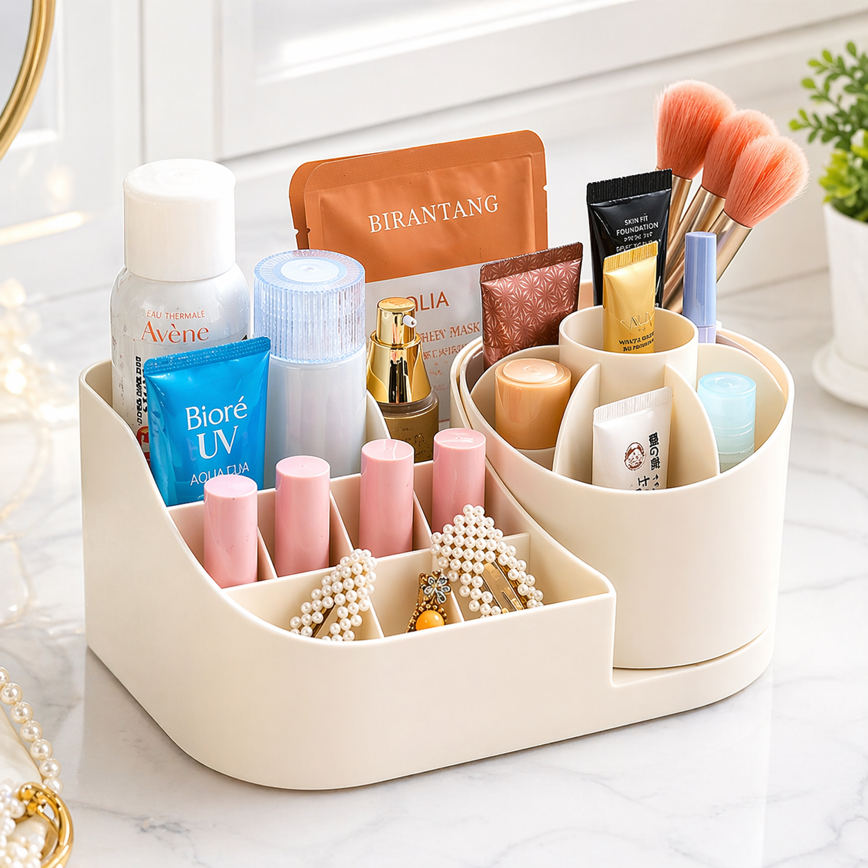 Makeup Organizer Storage Box with Compartments | Cosmetic Holder for Skincare & Beauty Products