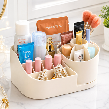 Makeup Organizer Storage Box with Compartments | Cosmetic Holder for Skincare & Beauty Products