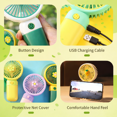 Cute Handheld USB Mini Fan – Portable Rechargeable Cooling Fan for Travel & Daily Use