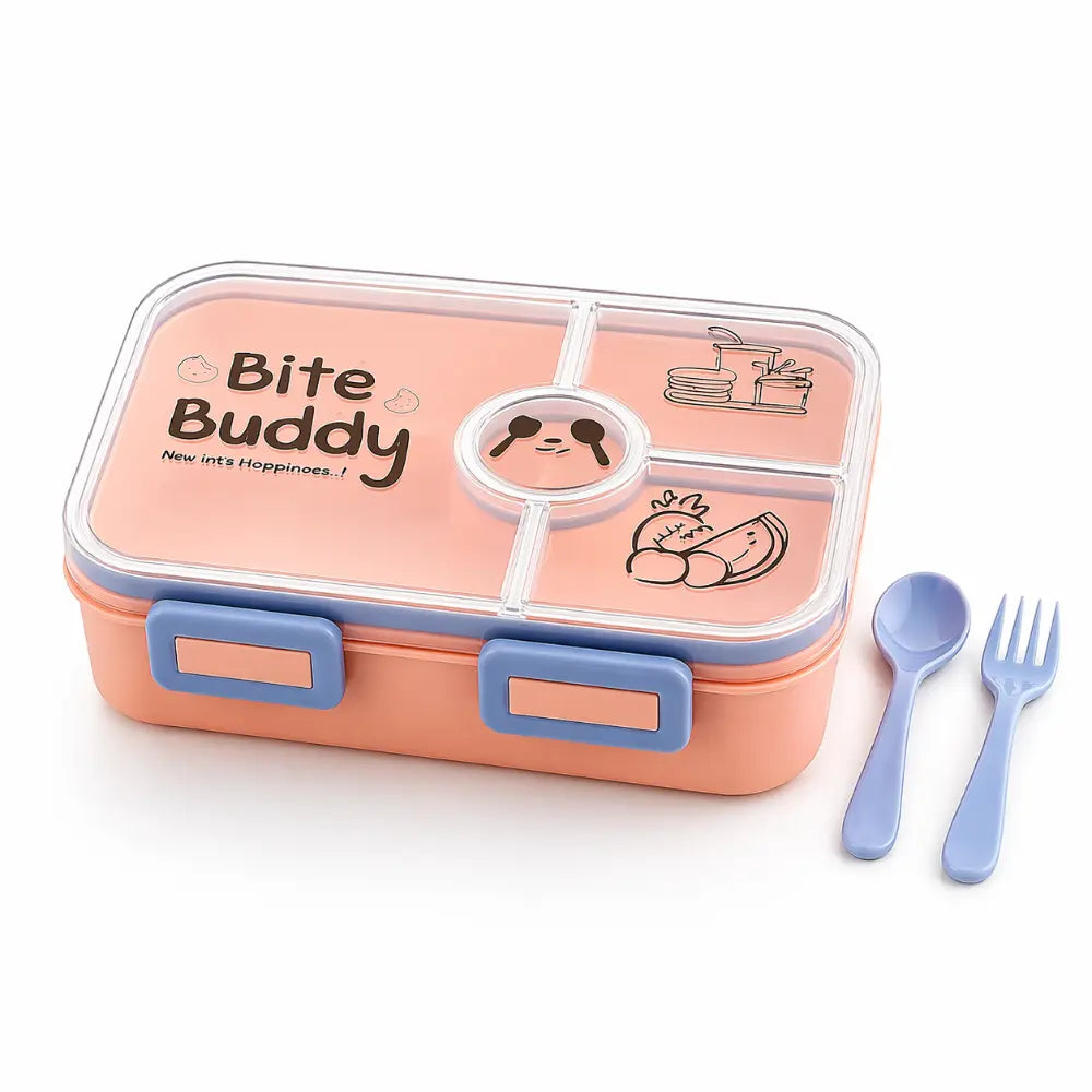 Kids Lunch Box with Compartments & Spoon Fork Set – Leakproof Tiffin Box